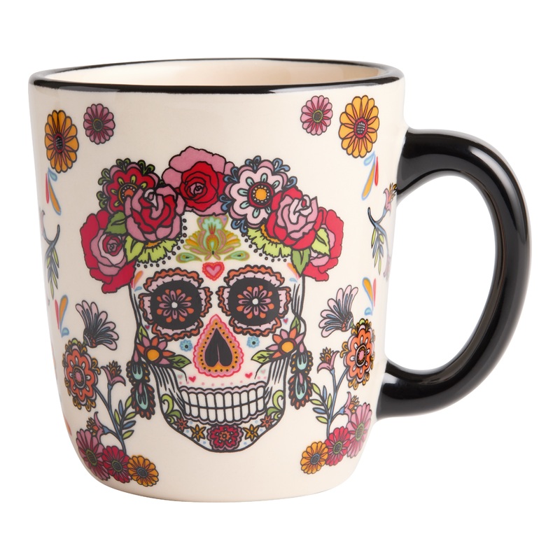Multicolor Sugar Skull Hand Painted Ceramic Mug