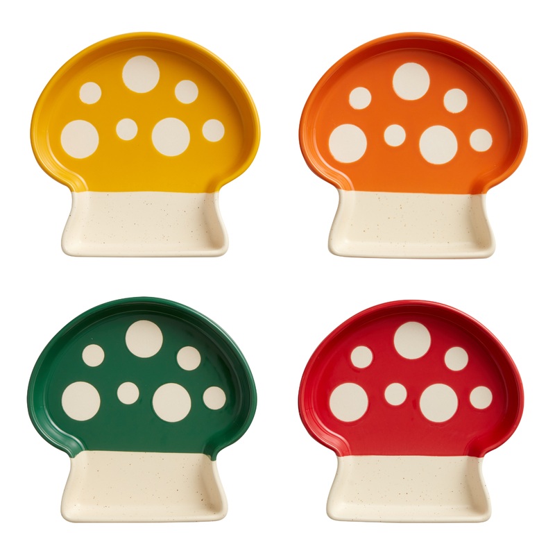 Mushroom Figural Appetizer Plates 4 Pack