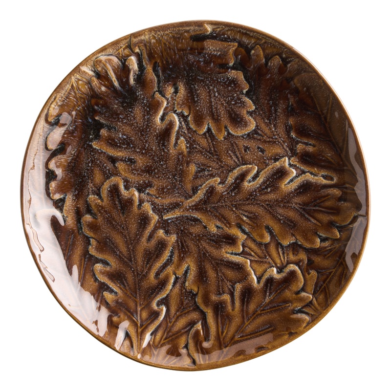 Natick Amber Leaves Reactive Glaze Organic Salad Plate