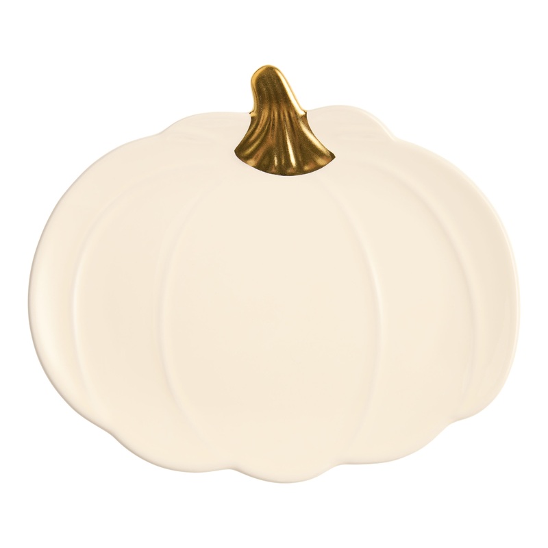 Off White Pumpkin Figural Salad Plate