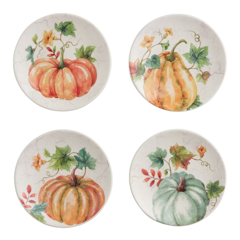 Pier Place Harvest Hush Pumpkin Appetizer Plates 4 Pack