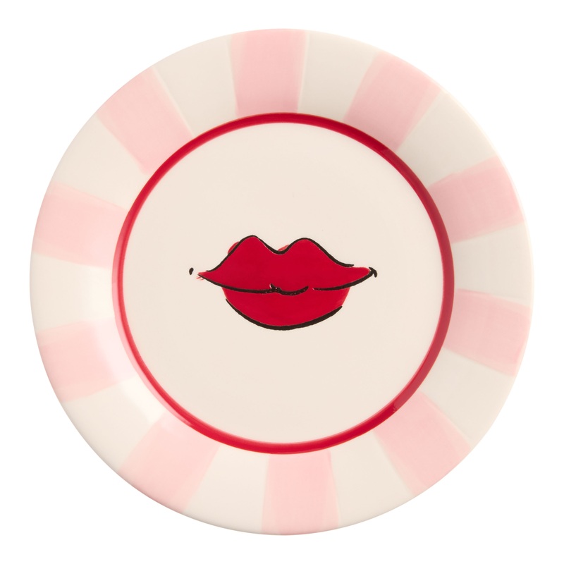 Pink and Red Lips Hand Painted Appetizer Plate