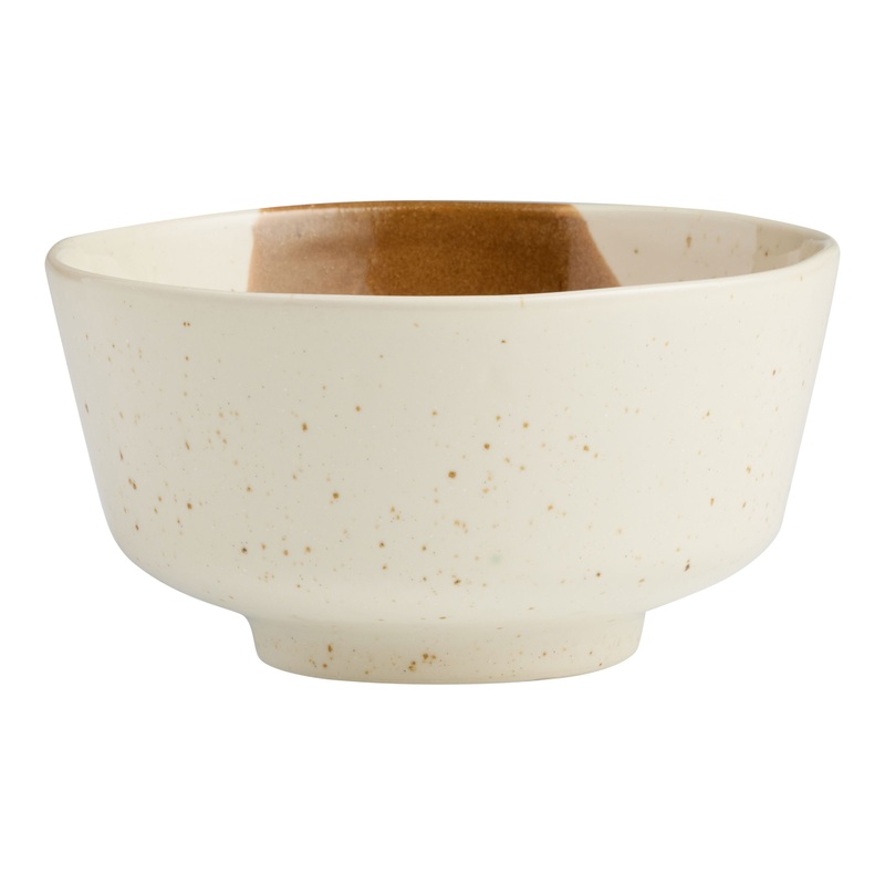 Quinn Cream And Brown Dip Glaze Bowl