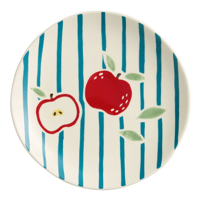 Red Apple Stripe Hand Painted Salad Plate
