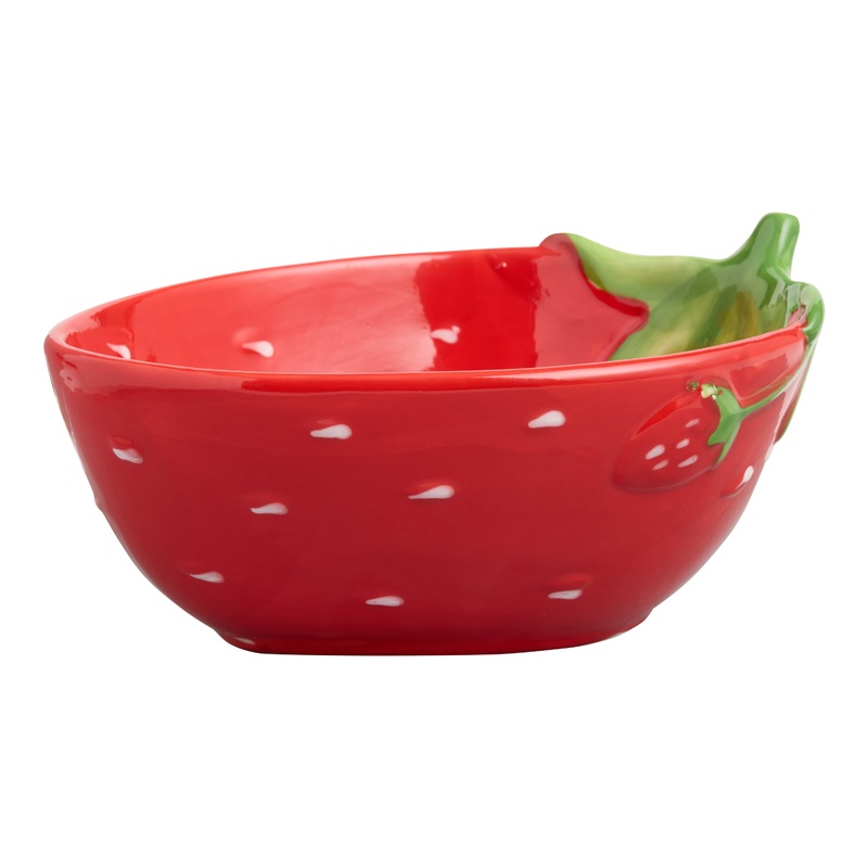 Red Hand Painted Strawberry Figural Bowl
