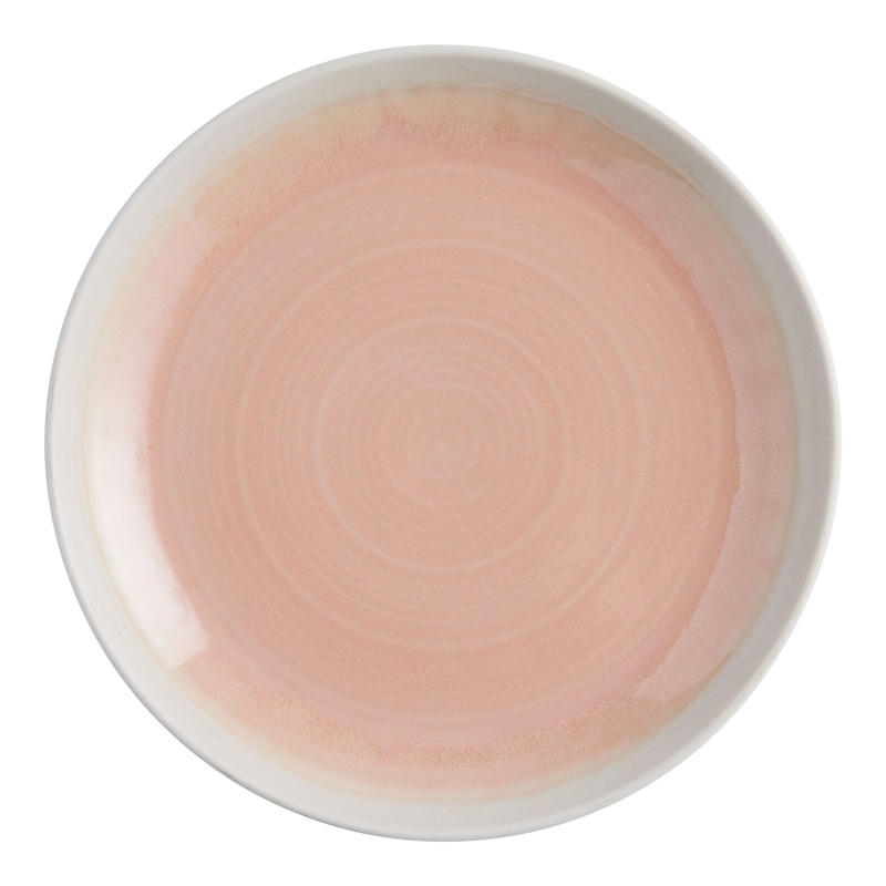Rosa Pink And Tan Ombre Reactive Glaze Salad Plate