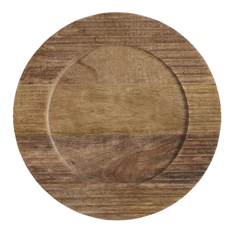 Round Mango Wood Ribbed Charger Plate