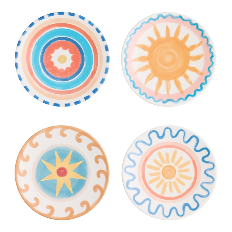 Solful Watercolor Melamine Appetizer Plates 4 Pack