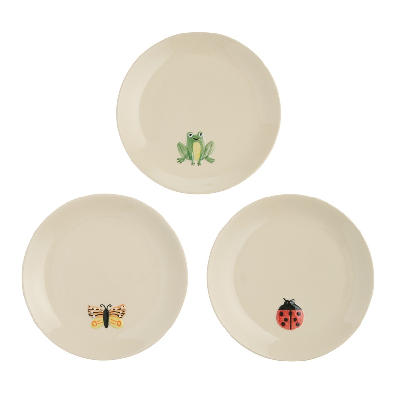 Spring Critters Hand Painted Appetizer Plate Set of 3