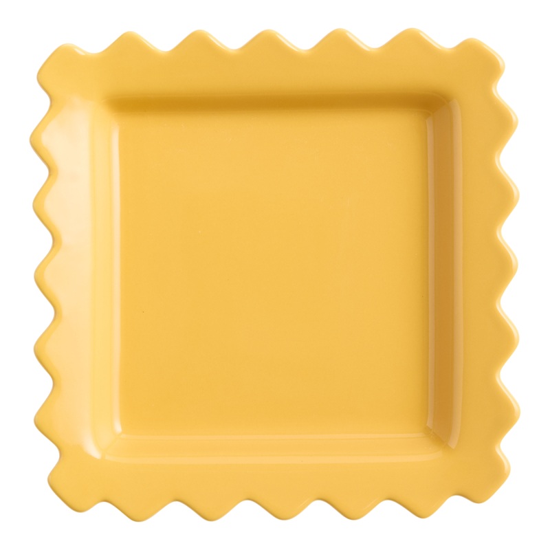 Square Ravioli Hand Painted Figural Appetizer Plate