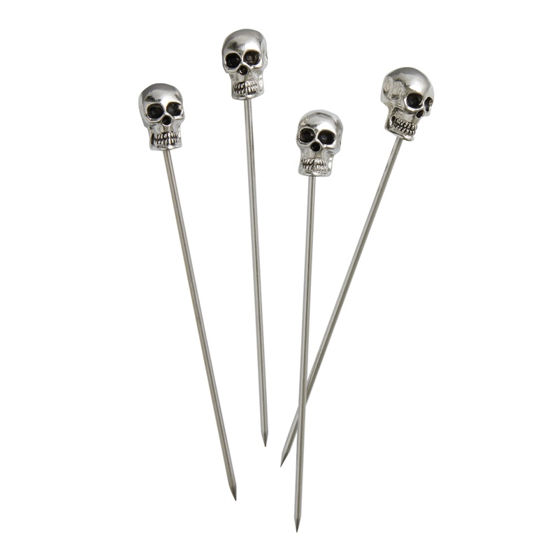 Stainless Steel Skull Cocktail Picks 4 Pack