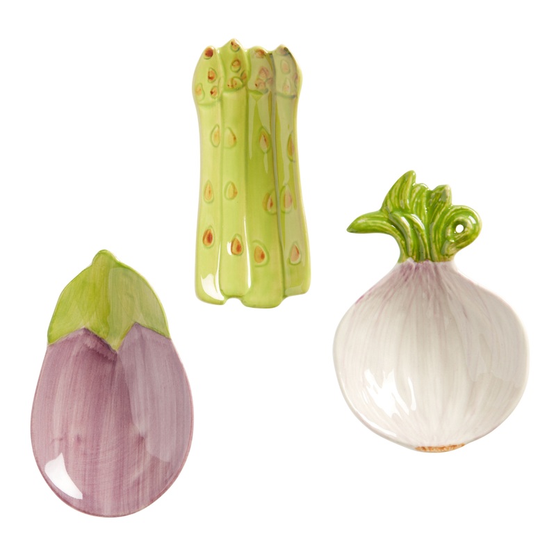 Vegetable Hand Painted Figural Tasting Plates Set Of 3