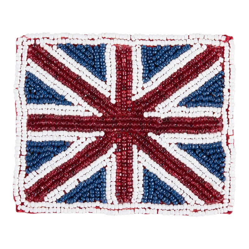 Blue, Red and White Union Jack Flag Beaded Coaster