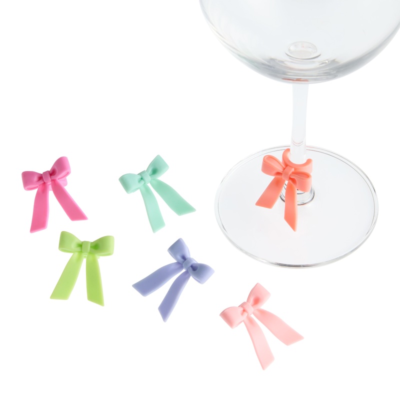 Fred Silicone Tie One On Bow Wine Glass Markers 6 Pack