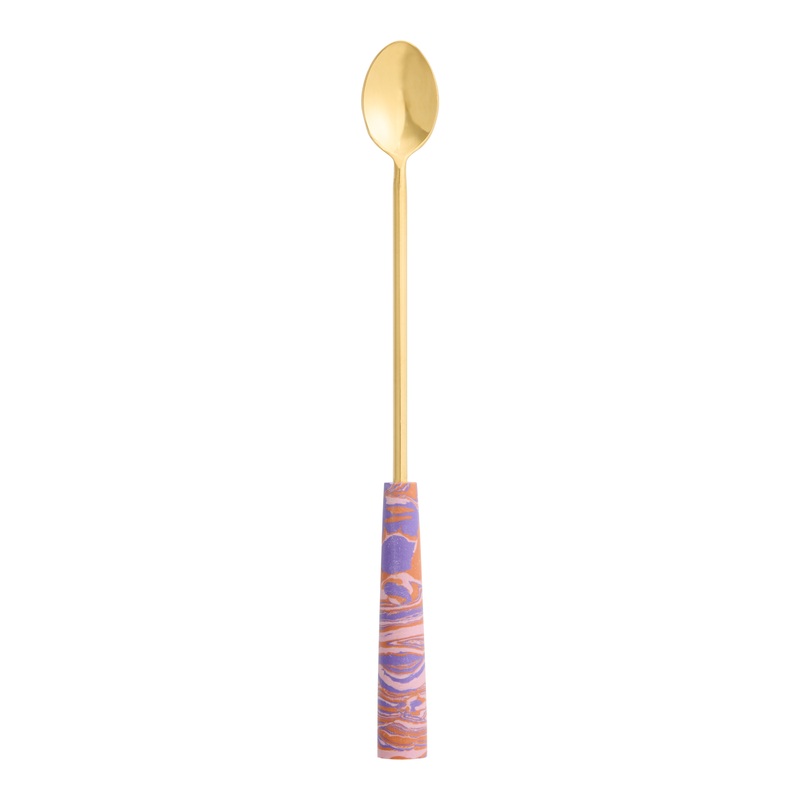Gold and Faux Marble ’70s Swirl Bar Spoon