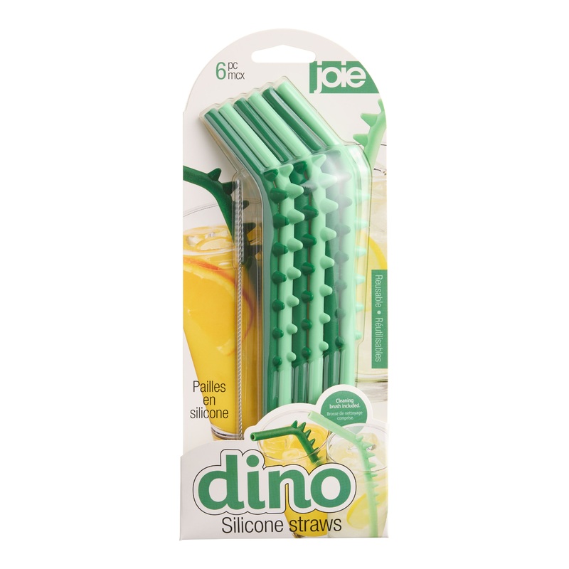 Joie Green Dino Spiked Silicone Straws 6 Pack