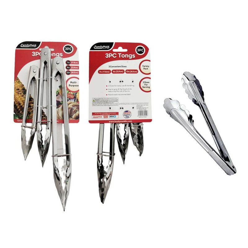 Kitchen Tong Sets – 3 Pack, 7″, 9″, 12″