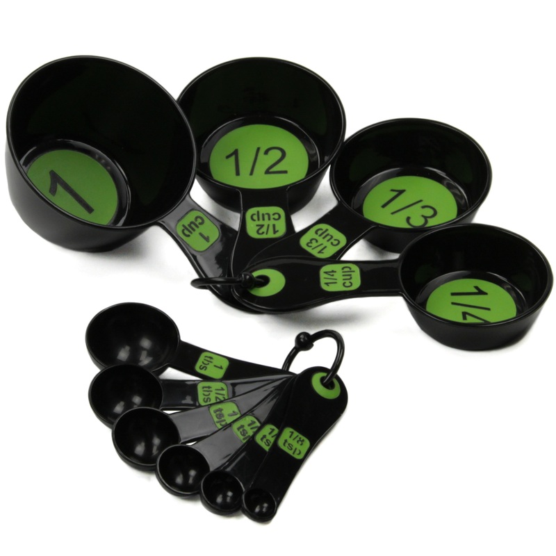 Measuring Cups & Spoon Sets – 10 Piece, Large Print, Green