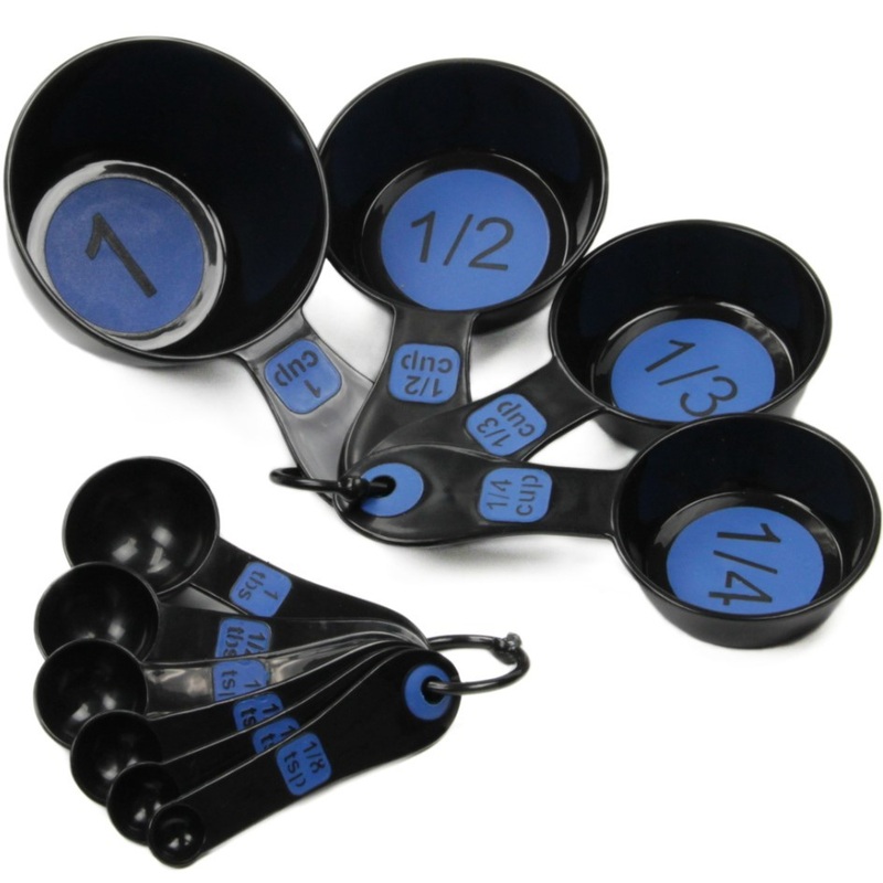 Measuring Spoon Set – 10 Measurements, Large Print, Blue