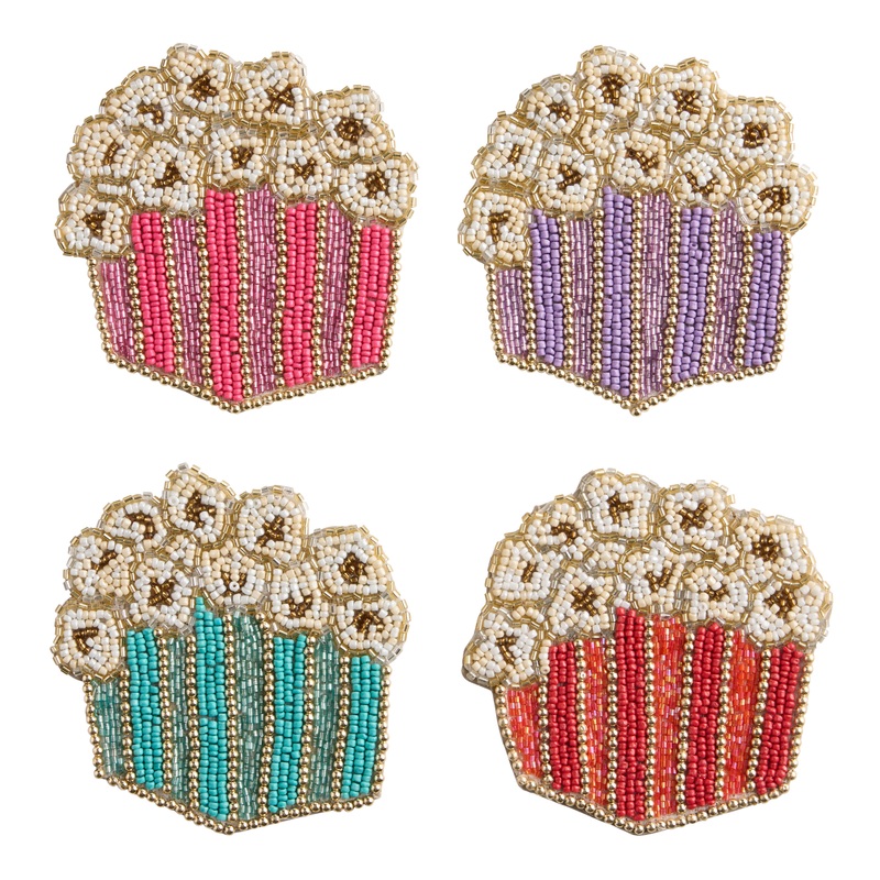 Popcorn Bucket Beaded Coasters 4 Pack