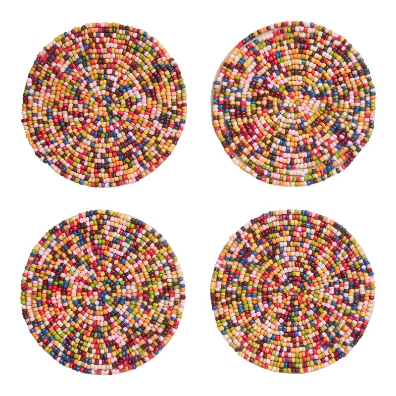 Rainbow Beaded Coasters 4 Pack