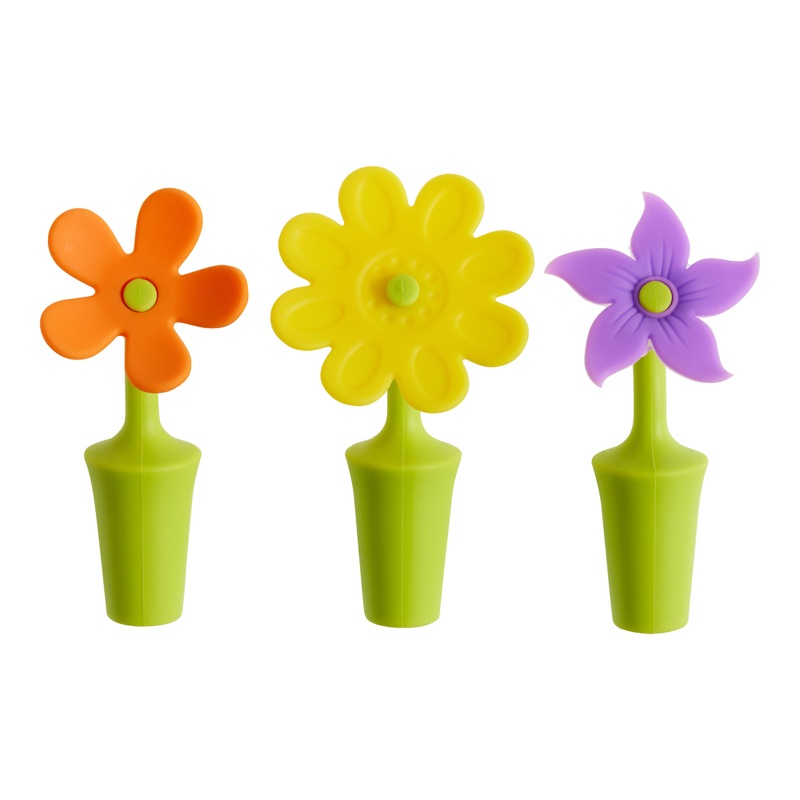 Silicone Flower Bottle Stopper Set of 3