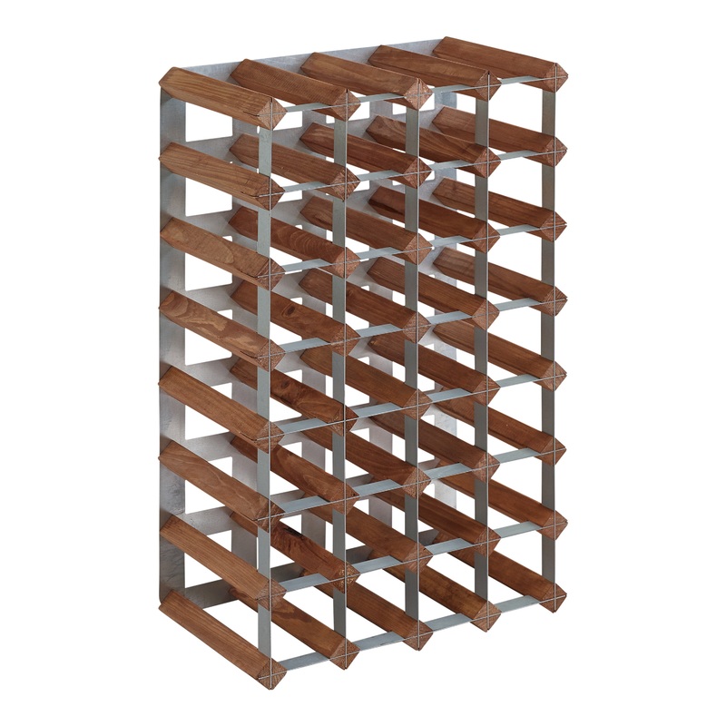 Wood and Metal 28 Bottle Industrial Wine Rack