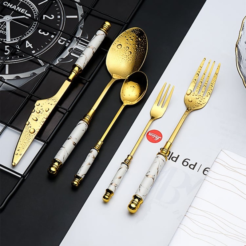 60 Pieces Stainless Steel Flatware Set with Ceramic Coated Handle, Service for 12