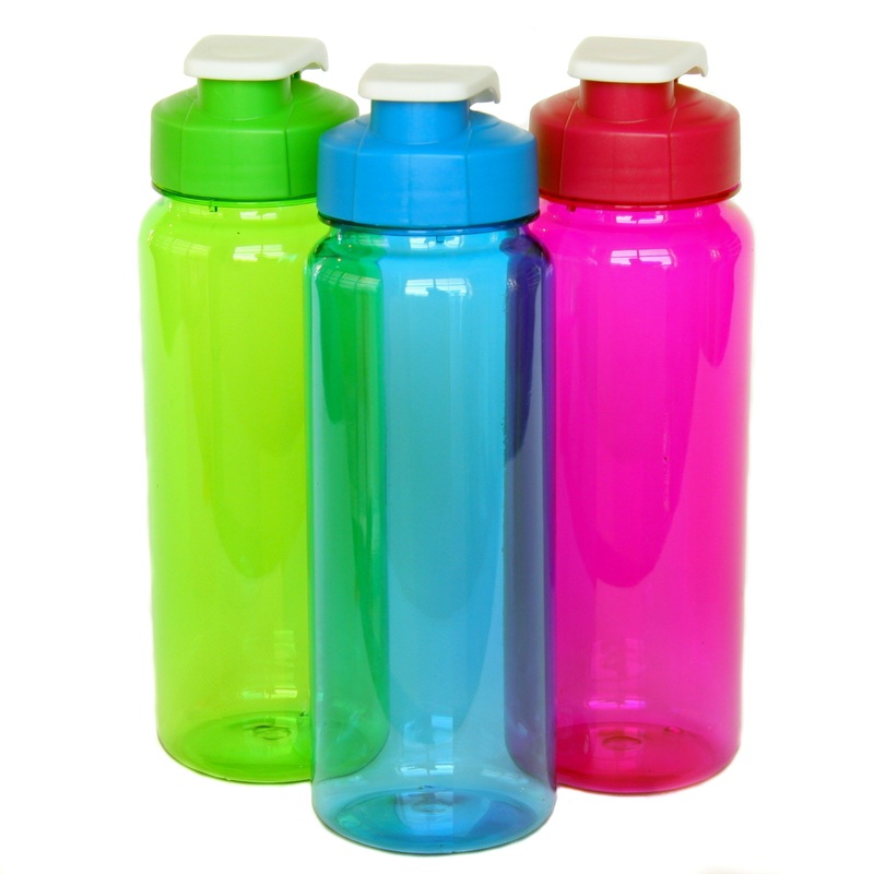Flip Top Plastic Water Bottles – 21 oz, Assorted Colors