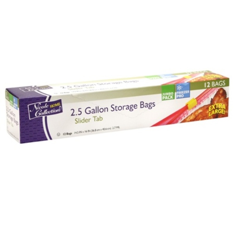 Freezer Storage Bags – 2.5 Gallon, Slide Tab, 12 Pack