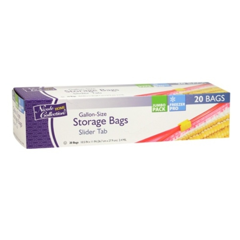 Gallon Slider Tab Storage Bags – 20 Count, Kosher Certified