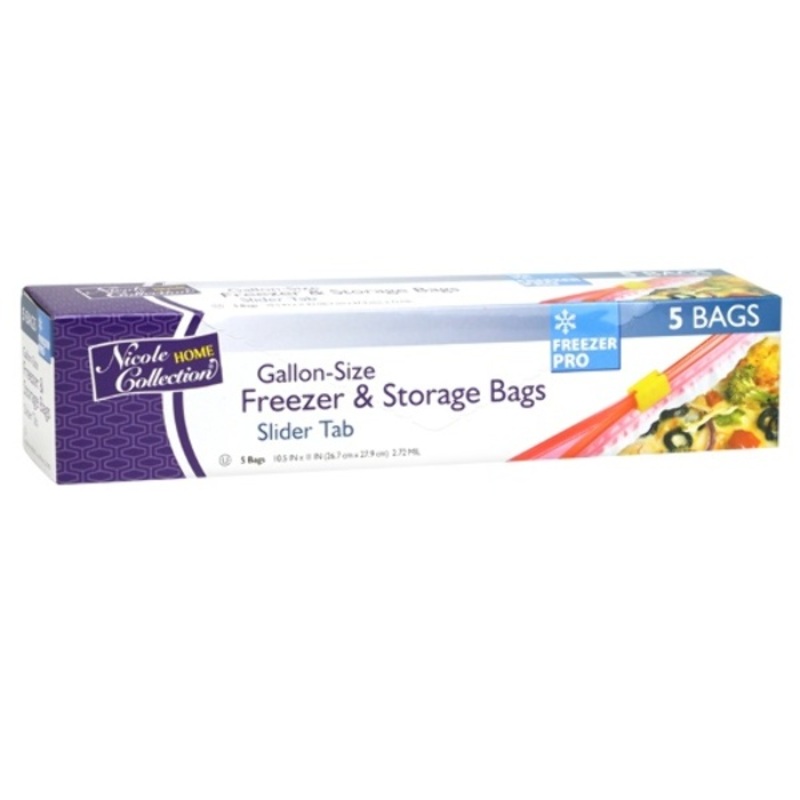 Gallon Slider Tab Storage Bags – 5 Count, Kosher Certified