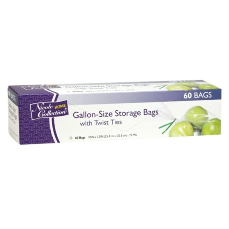 Gallon Storage Bags with Twist Ties – 60 Count, Kosher Certified
