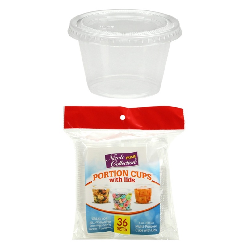 Plastic Portion Cups – Clear, with Lids, 4 oz, 36 Pack
