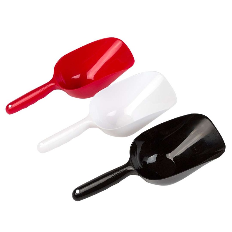 Plastic Scoops – White/Red/Black, 12″