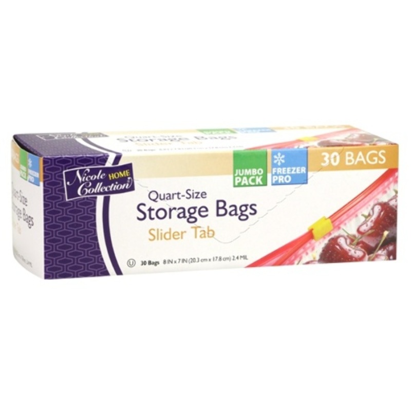 Quart-Size Slider Tab Storage Bags – 30-Pack, Freezer Ready