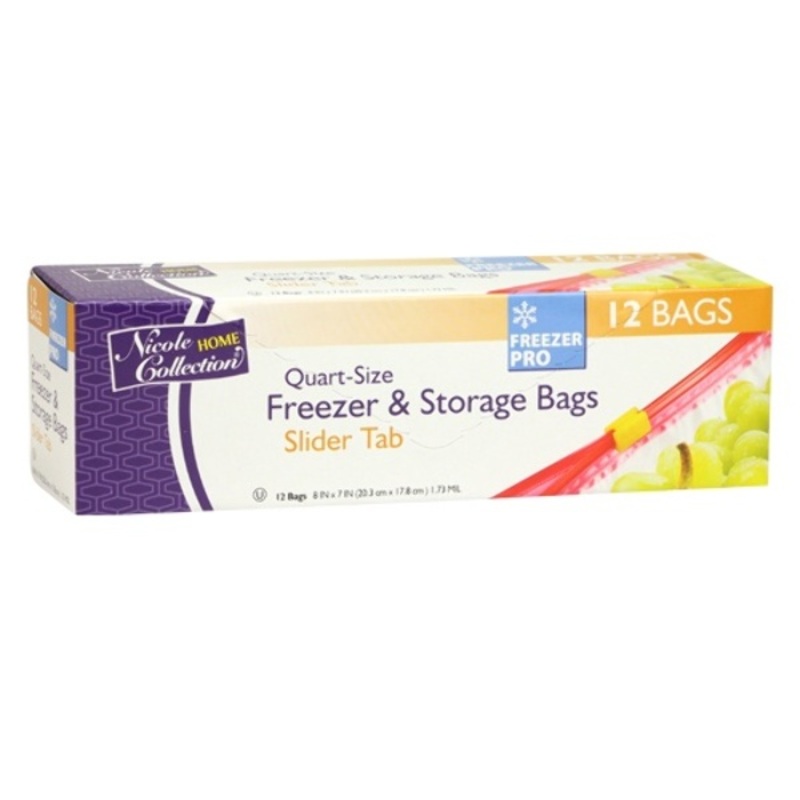 Quart Slide Tab Storage Bags – 12-Count, Freezer, Kosher Certified