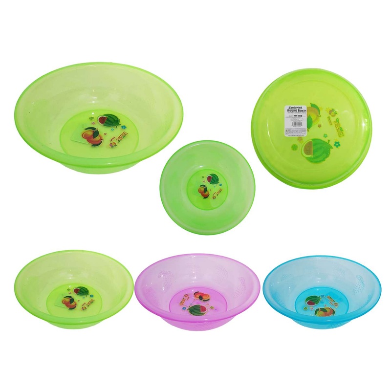 Round Plastic Bowls – Assorted Colors, 14″