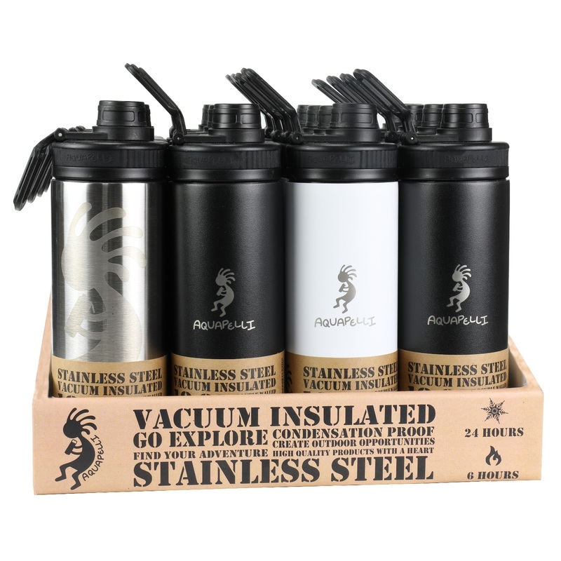 Stainless Steel Water Bottle with Spout – 18 oz, Assorted Neutrals