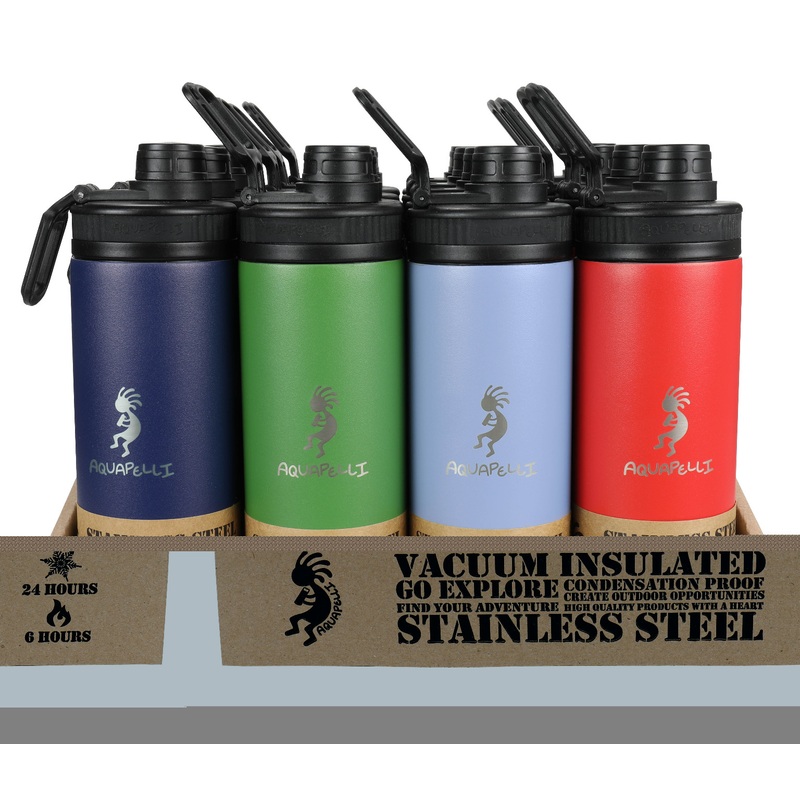Stainless Steel Water Bottles with Spout – 18 oz, Assorted Brights