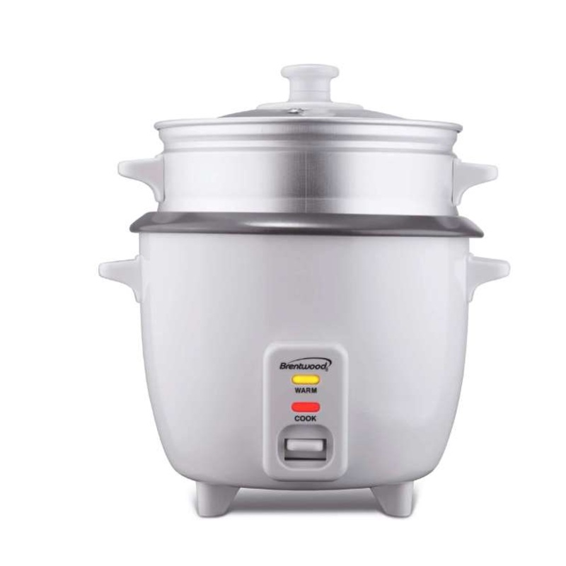 8-Cup Rice Cooker with Steamer, White