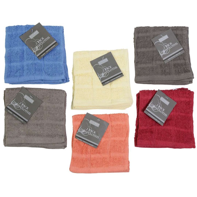 Dish Cloths – Assorted Colors, 12 x 12, 2 Pack