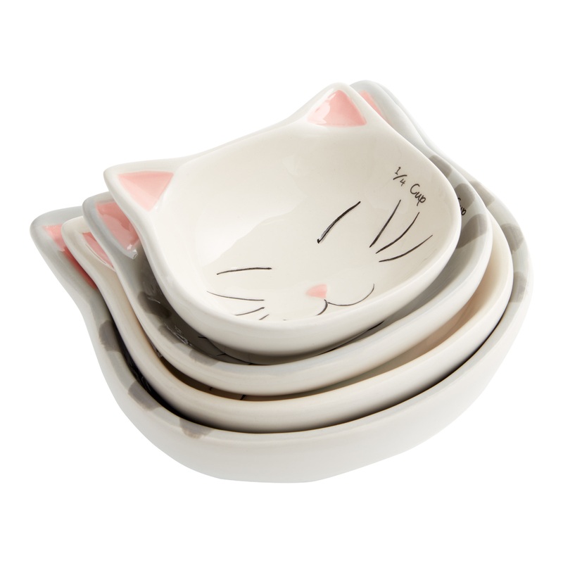 Gray Ceramic Cat Nesting Measuring Cups