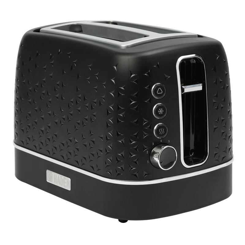 Haden Black and Chrome Starbeck 2 Slice Wide Slot Toaster