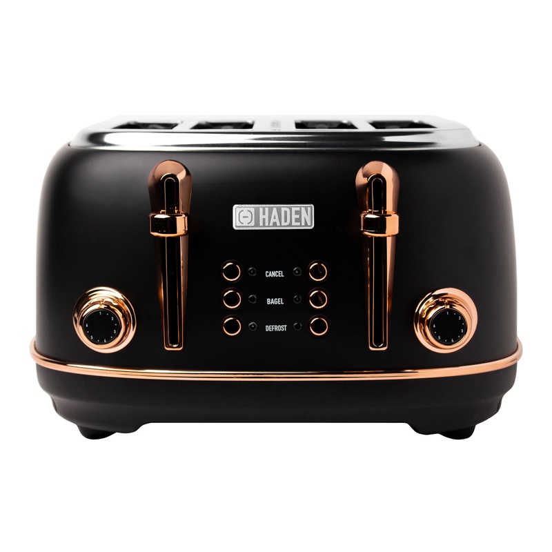Haden Black and Copper Heritage 4 Slice Wide Slot Toaster