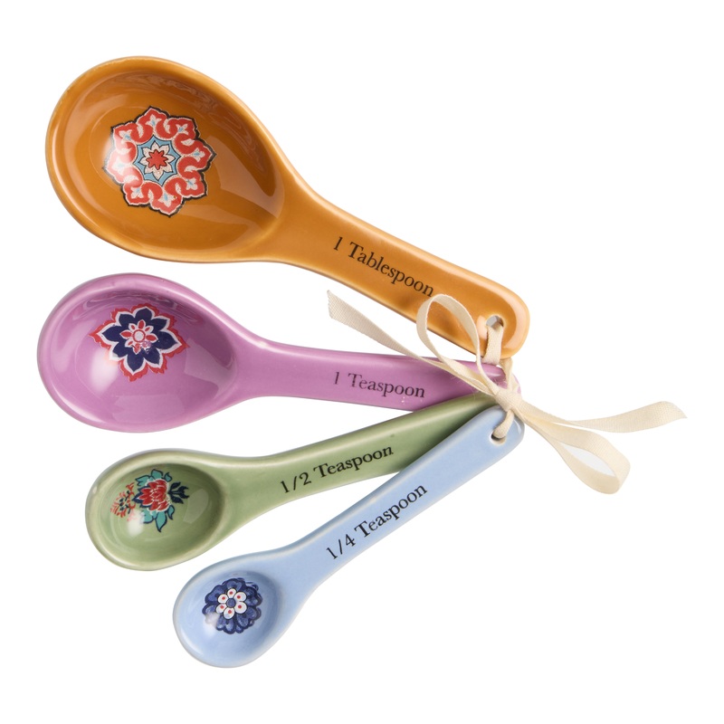 Multicolor Ceramic Floral Nesting Measuring Spoons