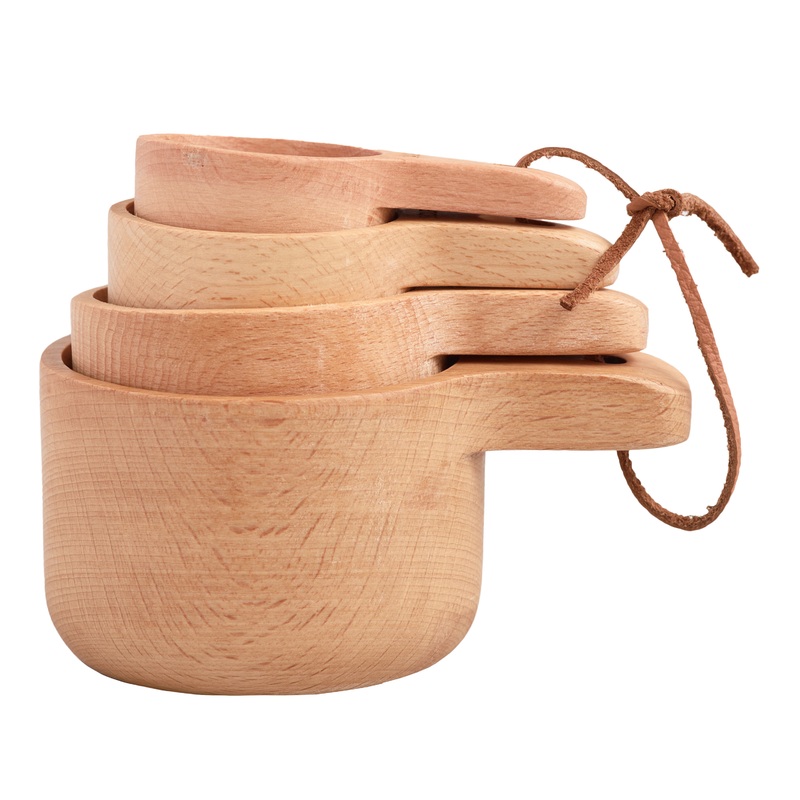 Natural Wood Nesting Measuring Cup Set