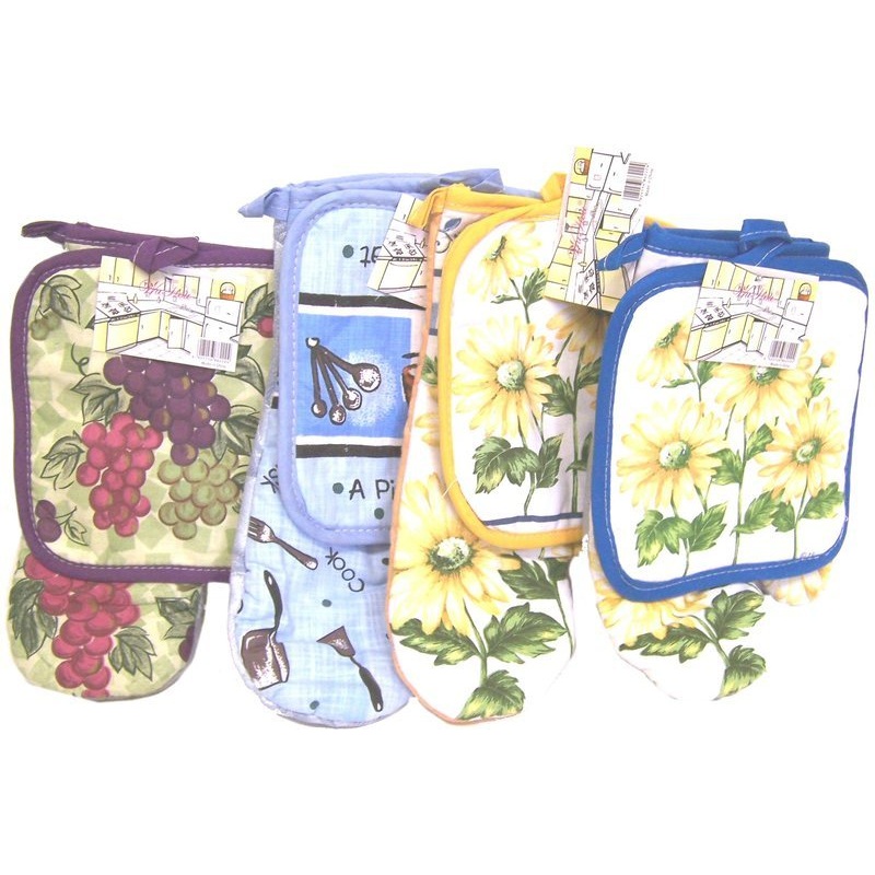 Pot Holder & Oven Mitt Sets – 4 Colors