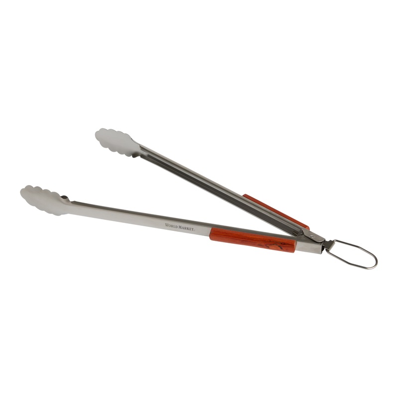 Stainless Steel and Wood BBQ Grill Tongs