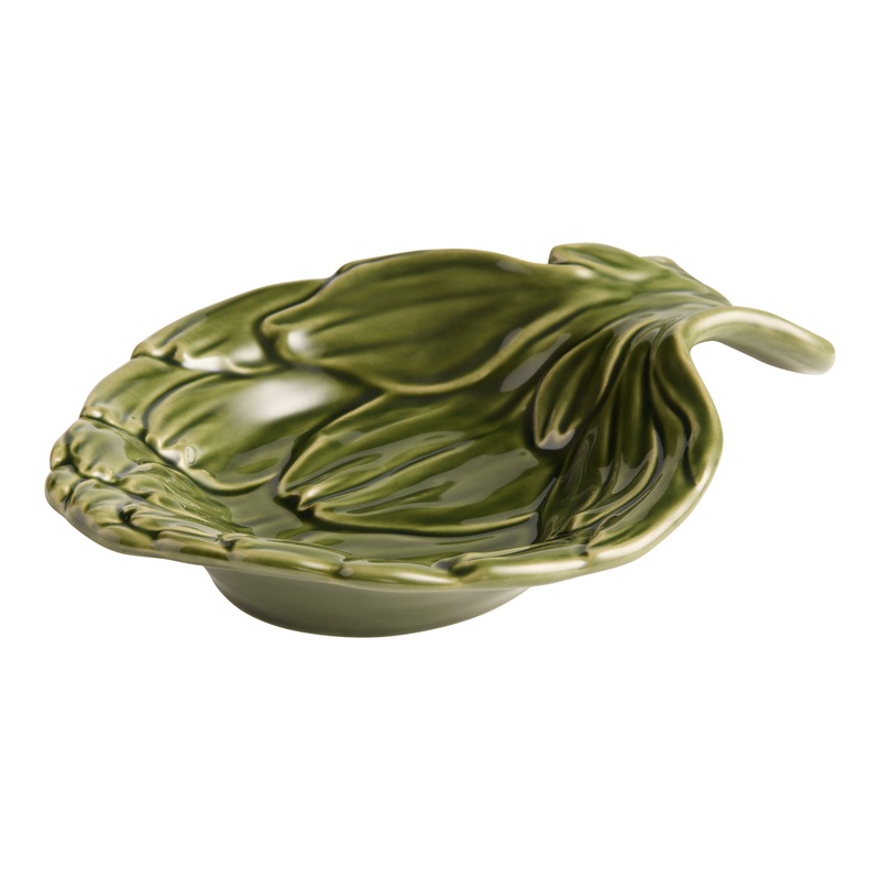 Dark Green Ceramic Artichoke Figural Spoon Rest